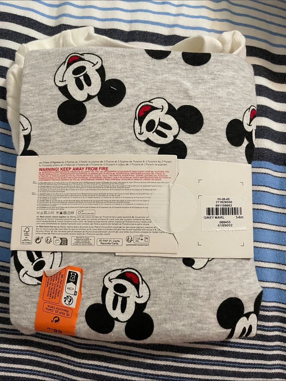 Disney baby Mickey Mouse cotton pyjama sets NWT